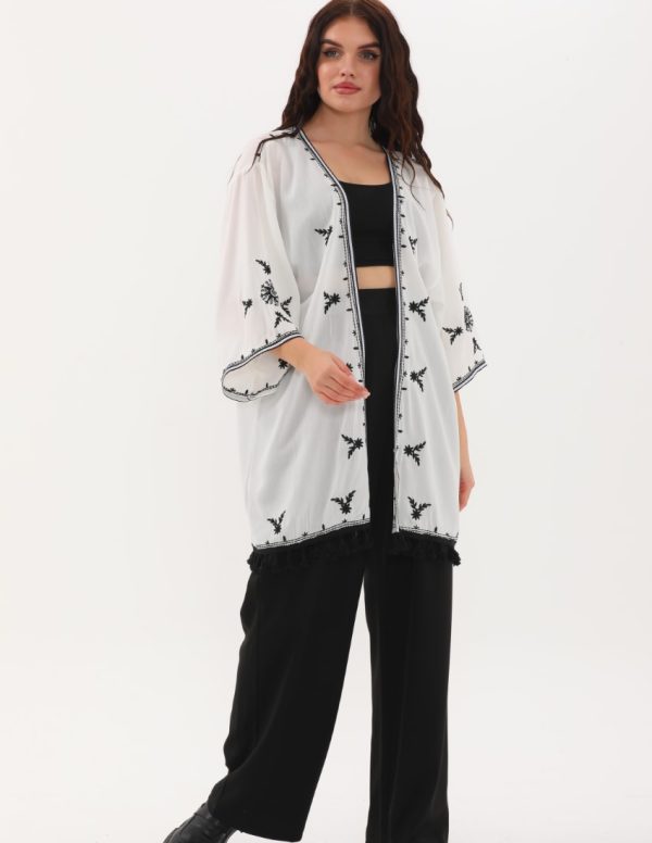 Nakış ve Püskül Detaylı Kimono