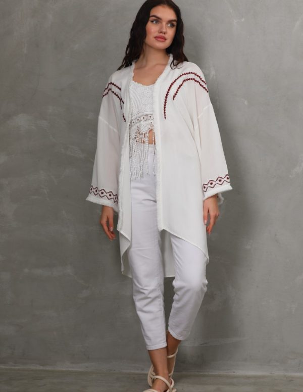 Nakış ve Püskül Detaylı Uzun Kimono